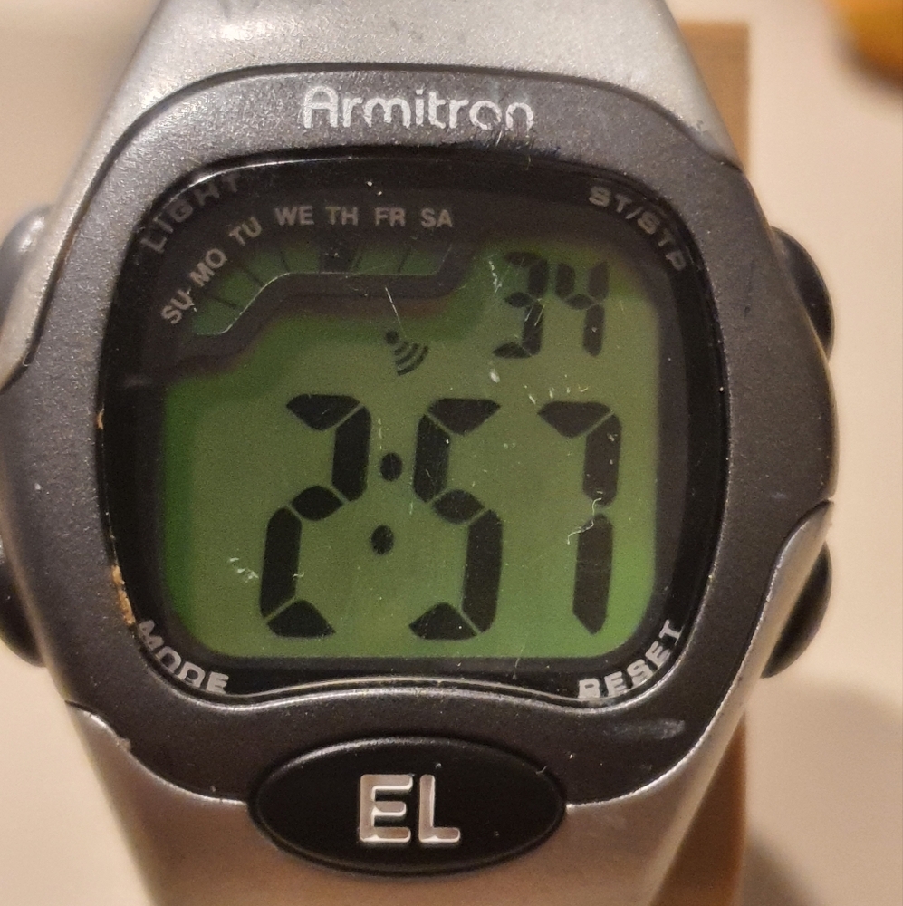 10/$20 Vtg Armitron Silver/Grey Digital Alarm Chrono Men's Watch